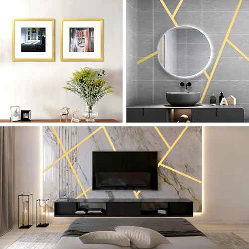 2 Rolls Gold Washi Tape 0.59In ¡¿ 130Ft (Total 40m) Low Tack Solid Foil Gold Tape, Shiny Metallic Decorative Tape for Wall Mirror Decor Crafts Christmas Gift Wrapping