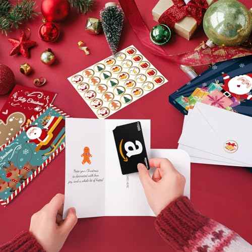 30 Pack Christmas Money Holders for Cash, Christmas Money Cards with Envelopes for Cash Gift Cards in 6 Assorted Festive Designs
