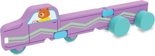 MindWare Konvertibles Transforming Wooden Trucks - 2-Piece Flip & Change Vehicle Set with Carry-Along Box for 3D Road Scene, Ideal Toddler Toy for Ages 18 Months+