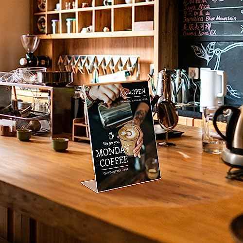 Acrylic Sign Stand Holder - 8.5x11 Inches Plastic Acrylic Literature Holders, 12 Pack Sign Holders Suit for Flyer, Magazine, Pamphlet, Booklet Display