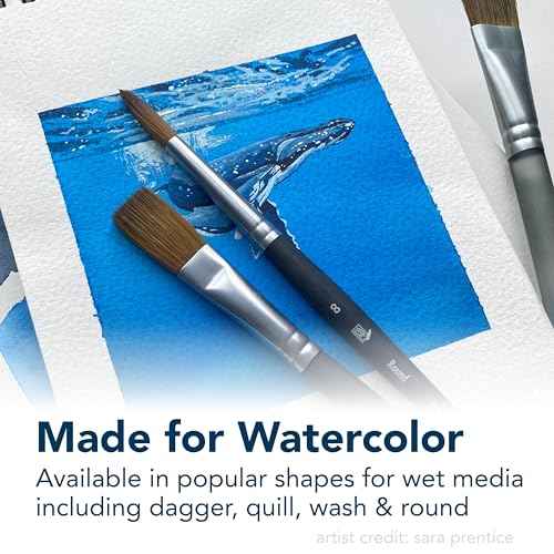 Princeton Aqua Elite Prism Brush, Synthetic Bristles, Short Handle Watercolor Paintbrush, Matte Black, Size 12, 1 Count