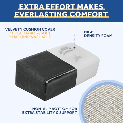 Wantell Adjustable Foot Rest Under Desk | Ergonomic Foot Stool for Office & Gaming Chairs, Washable Cover, 3-Height Levels