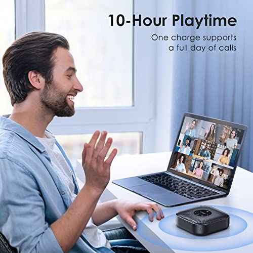 EMEET Conference Speakerphone M0 Plus, 4 AI Mics 360¡Æ Voice Pickup, Noise Reduction, USB C Speaker, Bluetooth Conference Speaker for 8 People w/Daisy Chain for 16 Compatible with Leading Software