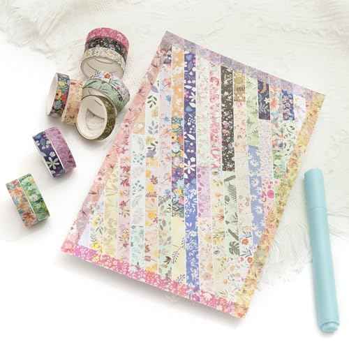 YUBBAEX Flowers Washi Tape Pack 50 Rolls Floral Printed Masking Tape Plants Decorative for Arts, DIY Crafts, Journal Supplies, Planners, Scrapbook, Card/Gift Wrapping
