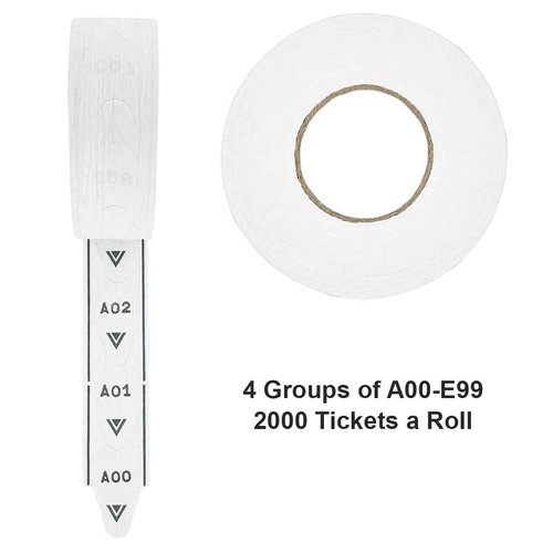 5 Rolls of 2-Digit Turn-O-Matic T80 White Take a Number Tickets for D80 Ticket Dispenser - 2000/roll