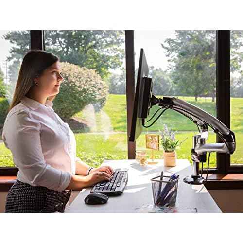 Ergotech Dual Freedom Arm, Includes Two Aluminum Articulating Arms,8.4-17.8 lbs. Weight Capacity per Arm, Suitable for Monitors up to 27'', VESA Compatible 75¡¿75, 100¡¿100,(FDM-PC-G02) -Dual,Metal Gray