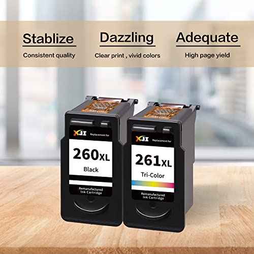 XJI Remanufactured Ink Cartridges Replacement for Canon 260 XL 261 XL PG-260XL CL-261XL 260 261 Black and Color Value Pack, for Pixma TR7020 TR7020a TS5320 TS6420 TS6420a Inkjet Printer