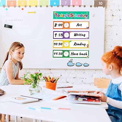 Lachilly 12 Pcs Daily Routines Schedule Cards, Schedule Pocket Chart Add-ons, DIY Visual Schedule for Toddlers, Classroom Decoration