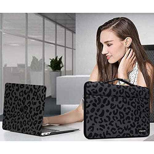 MOSISO Compatible with MacBook Air 13 inch Case 2022-2018 Release A2337 M1 A2179 A1932 Retina Display, Plastic Leopard Grain Hard Shell&Sleeve Bag&Keyboard Skin&Webcam Cover&Screen Protector, Black