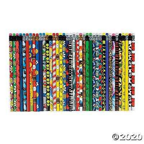 Mega Pencil Assortment - Assorted Bulk Pencils - 250 Designed Cute Pencils with Eraser for Classroom Prize, Kids Party Favors, Rewards, Prizes, Giveaways, Souvenirs, Carnivals, School Supplies