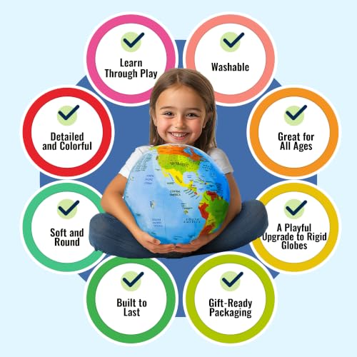12-Inch Kids Soft World Globe for Learning & Geography Play