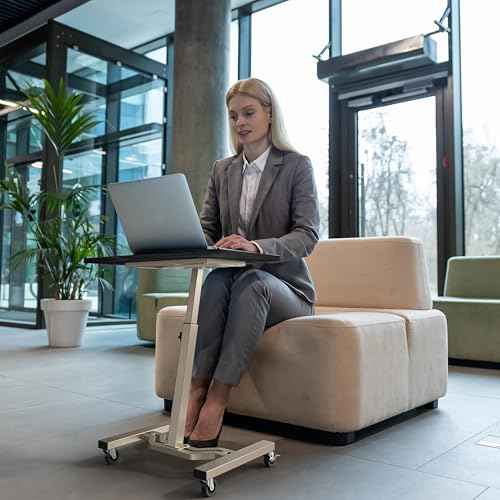 Height Adjustable Mobile Laptop Stand Desk Rolling Cart, Height Adjustable from 28'' to 33''