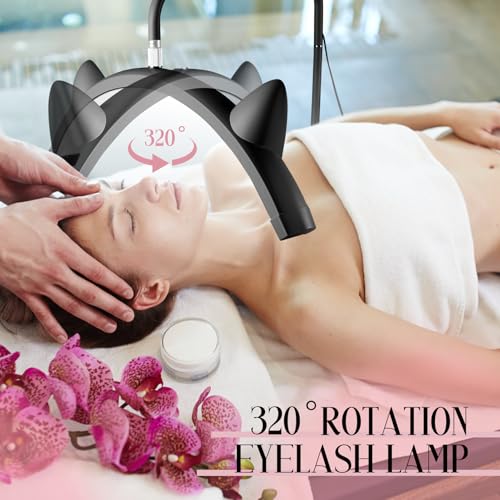 Eyelash LED Floor Lamp Estheticians Light for Eyelash Extensions, 28" Half Moon Ring Lamp with Phone Holder, Facial Lighting for Tattoo, Skincare, Lashes, Eyebrows, Beauty Filming Content Creation