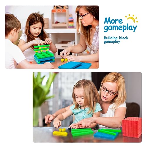 Math Manipulatives for Kids Aged 3+.Base Ten Blocks with Place Value Chart - Plastic Math Cubes to Help Educate Kindergarten Teachers.133 PCS