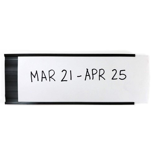SmartSign (Pack of 25) 3 x 8 inch Flexible 'C' Channel Shelf Label Holders with Inserts, 62.5 mil Magnetic Material, Black, Made in USA