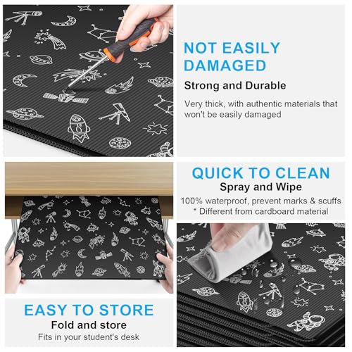 Black 24-Pack Desk Dividers for Students, Space Style Plastic Study Carrel Divider, Durable Testing Dividers for Classroom Teacher Supplies, Easy to Clean Privacy Shield Folder Boards for Student Desk