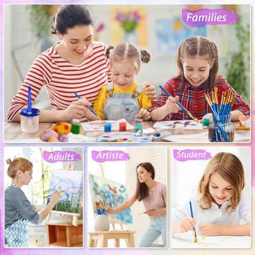 264PCS Valued Paint Brushes and Palettes Set£¬24Pack of 240PCS Paint Brushes Bulk, 24 Paint Paint Trays, Artist Acrylic Brushes Nylon Brush Head, Suitable for All Purpose Oil Watercolor Painting Se