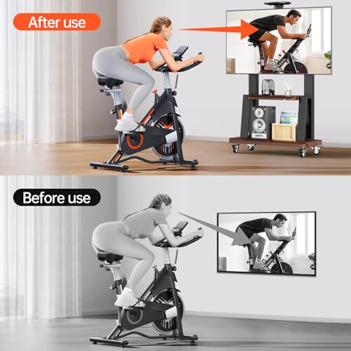 Mobile TV Stand Rolling TV Cart with Wheels for 32-75 Inch Flat/Curved Led/LCD/OLED Portable Floor TV Stand with Shelf, Height Adjustable Heavy-Duty Holds up to 180lbs,Max VESA 600 * 400mm (Black)
