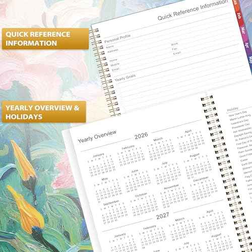 2026 Planner - Planner 2026 Weekly and Monthly from January to December, 9" x 11", 2026 Weekly Monthly Planner with Inner Pocket, Colorful Coated Tabs