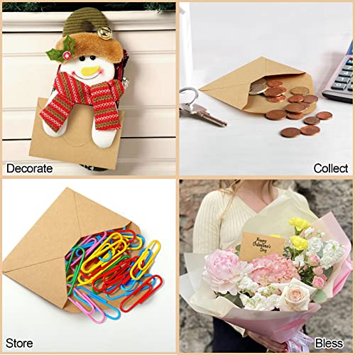 Joyberg 150 Pack Small Kraft Gift Card Envelopes 4x2.7in for Holidays Weddings