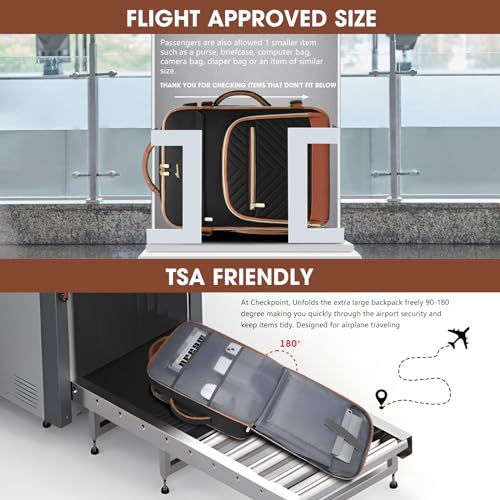 Large Carry On Travel Backpack: Flight Approved 40L Waterproof Personal Item Daypack for Women Weekender Bag fit 17inch Laptop Luggage Backpack Traveling Business with USB Port and 3 Packing Cubes