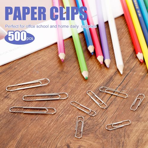 KIAFUM Assorted Paper Clips 500 Pcs - Rustproof Premium Stainless Steel Clips (Small, Medium, Large)