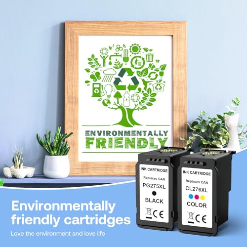 275XL 276 XL Ink Cartridges for Canon Ink 275 and 276 for Canon PG-275 CL-276 Ink Cartridges Compatible for PIXMA TR4720 TS3522 TR4722 TS3500 TS3520 Printers (1 Black, 1 Tricolor)