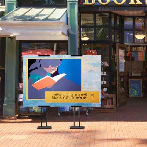 Heavy Duty Sign Stand, Floor Poster Board Stand, Adjustable Metal Sign Holder Height Up to 60 Inches and 180¡Æ Rotation Display Standing Pedestal for Board & Foam (Black-1PC)