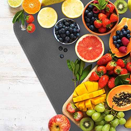Linkidea Vegan Leather High Chair Mat for Floor, 39'' x 39'' Portable Ground Protector for Feeding Chair, Reusable Easy to Clean Food Splash Spill for Picnic Blanket Outdoor (Grey)