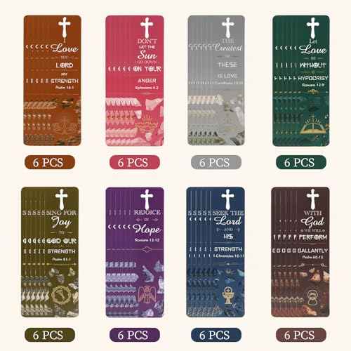 48 Pieces Bible Bookmarks with Hollow Cross Christian Scripture Bookmark, Inspirational Book Markers Religious Bookmarks Reading Scripture for Reading Lover, Men, Women, Church Gifts