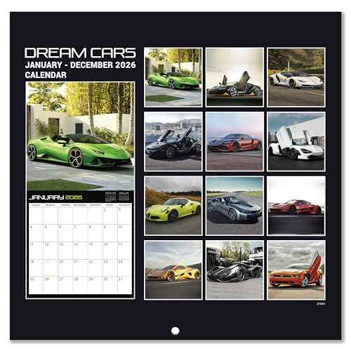 2026 Calendar - Cars Wall Calendar 2026, January 2026 - December 2026, 11.6" x 11.6" for Home, Office, School