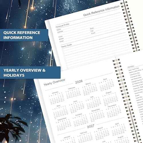 2026 Planner - Planner 2026, 2026 Planner weekly and monthly, January 2026 - December 2026, 8.5" x 11", 2026 Calendar Planner with Colourful Tabs, Inner Pocket, Premium Paper, Twin-wire Binding - Galaxy