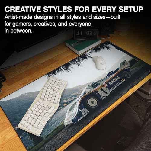 MPCO. Racing Series Large Gaming Desk Pad - 36" x 17" Duraglyde Fabric Porsche-956 Desk Mats - Non-Slip, Washable, Smooth Glide for Precision Gaming & Work