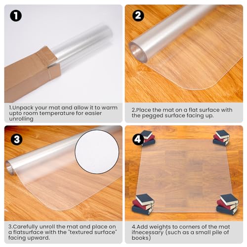 PHOUZIN 63x51 Extra Large Clear Office Chair Mat for Hardwood Floor – without Lip, Heavy Duty 1.5mm