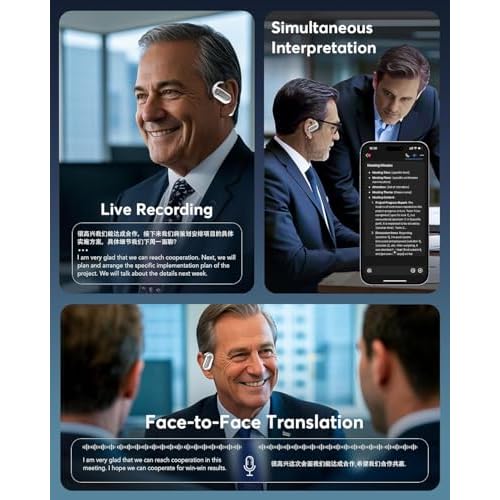AI Translation Earbuds, Language Translator Earbuds Real Time for 144 Languages,audifonos traductores ingl?s espa?ol,Bluetooth 5.4 LCD Touch Screen Earphones,Ideal for Travel Business Learning