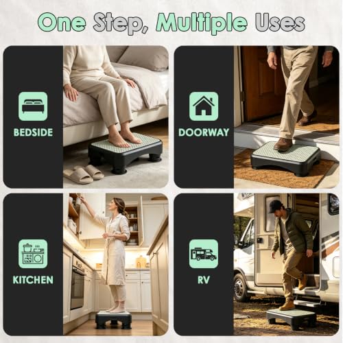 Adjustable Adult Bed Step Stool - 3-Level Non-Slip Support for Seniors & Home Use