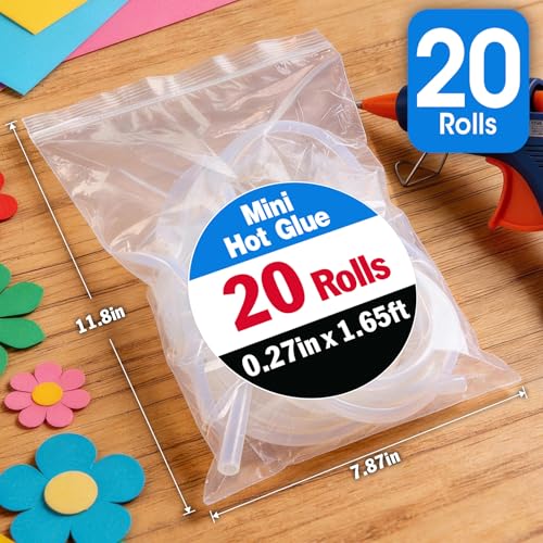 YesBes 20 Pack Mini Hot Glue Sticks 1.65 ft x 0.27