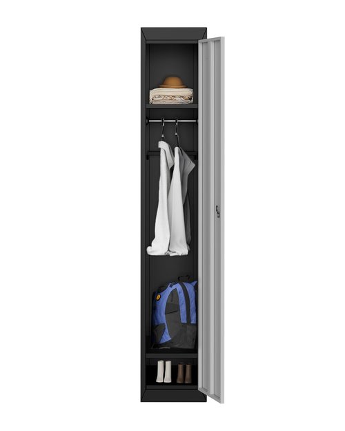 GarveeHome 71 in Tall Slim Metal Locker Cabinet with Hanging Rod and 2 Shelves, Heavy Duty Steel Storage for Employees, Office, School, Gym, Rust-Resistant