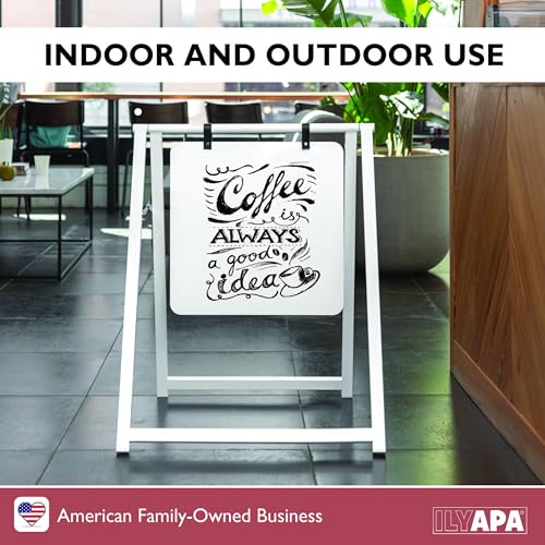 Ilyapa White Frame Metal A-Frame Signboard - 24x30 Inch Outdoor Whiteboard