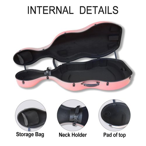 ModouString Cello Hard Case 4/4 with Wheels and Embedded handle Aviation Composite Materials Waterproof (rose gold)