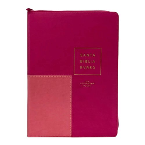 Biblia RVR 1960 Letra Súper Gigante Símil Piel Duotone Rosa Rosa con Índice con Cierre