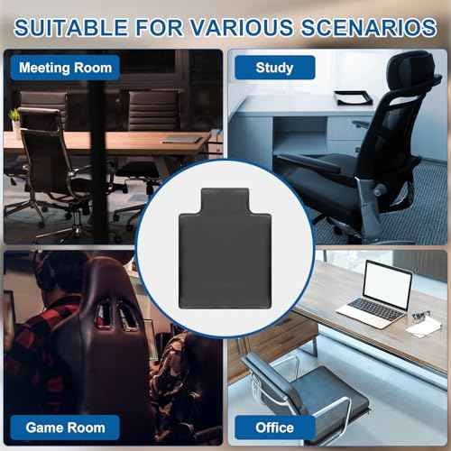 Nuanchu Office Chair Mat for Hardwood & Tile Floor, 48'' x 36'' Heavy Duty Computer Gaming Chair Mat Large Black Non Slip Floor Protector for Home, Office and Gaming, Convex
