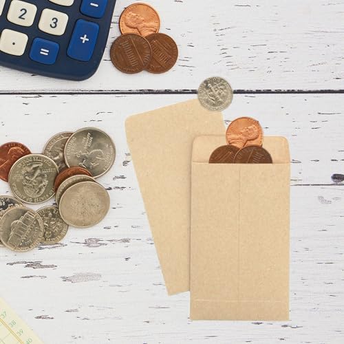 Officeva 1000 Pcs Small Coin Envelopes 2.25 x 3.5 inch Gummed Flap - Bulk Pack