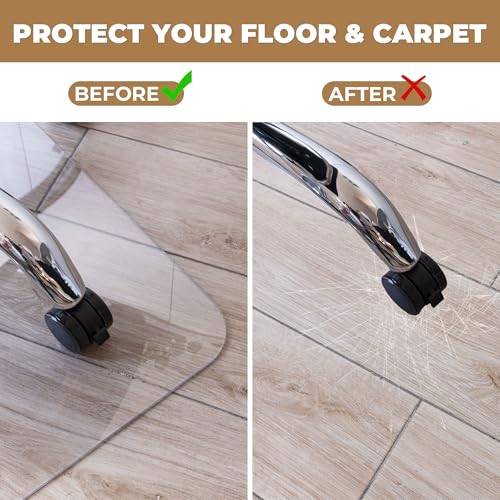 Office Chair Mat for Medium Pile Carpets, 36" x 60" Delivered Flat Desk Floor Mat for Carpeted Floors - Easy Chair Rolling, Heavy Duty Studded Computer Chair Mat for Carpet