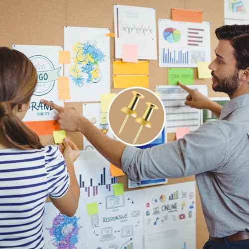 100Pcs Push Pins Gold, Stick Pins for Bulletin Board, Poster Pins, Double Headed Picture Hanging Nails, Pins for Wall £¨Gold£©