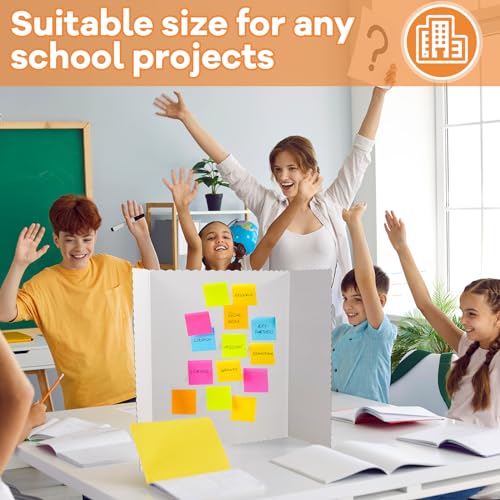 12 Pieces Tri Fold Poster Boards Bulk, Lightweight Science Display Boards, Trifold Presentation Display Board for Science Fair Project(22 x 38 Inch,White)