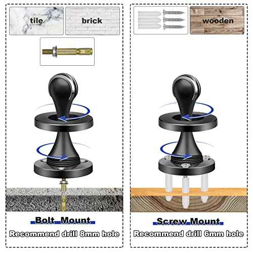 10 Pack Door Stoppers, Magnetic Door Stops Black Wall Floor Mounted Doorstop Heavy Duty Stainless Steel Door Holder Catch, Magnet Doorstops Keep Doors Open