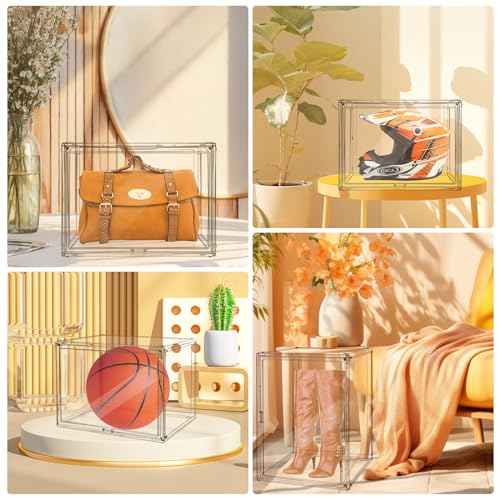 Extra Large 17.7"X13"X13" Clear Acrylic Organizer Box Display Case, Plastic Holder with Magnetic Door for Figures, Books, Handbags, Purses, Boots(1 Pack)