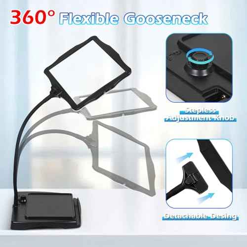 Magnifying Glass with Light and Stand 50 Ultra-Bright LEDs Large Magnifying Lamp 360¡Æ Flexible Gooseneck Magnifying Glass with Stand Hands Free Magnifier Glasses for Sewing Reading Crafts Seniors