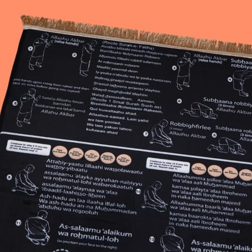 Guided Prayer Mat for New Muslims - Non-Slip, Bilingual Learning for Reverts